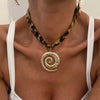 Exaggerated Metal Large Starfish Pendant Necklace for Women Vintage Brown Leopard Print Rope Short Choker Necklace Jewelry - Image 1