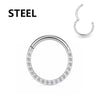 Stainless Stee Hinged Segment Hoop CZ Stone Nose Ring Nipple Ear Cartilage Tragus Helix Lip Earring Piercing Body Jewelry - Image 1
