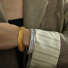 Stainless Steel Retro Elasticity Thick Metal Polish Bracelet Gold Plated Unisex Jewelry Men Women - Image 3
