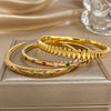 Gold Plated Stainless Steel Bracelet Inlaid Colorful Rhinestones Open Cuff Bangles Bracelets for Women Men Jewelry - Image 6