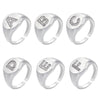 silver color A-Z Initial Signet Rings For Women Men Statement Ring 26 letters women adjustable rings - Image 1