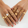 Tocona Imitation Pearl Open Ring Sets for Women Elegant Gold Color Ring Party Jewelry Accessories - Image 8
