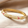Multicolor Enamel Flower Cuff Bracelet in Gold-Tone - Image 10