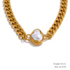 Baroque Simulated Pearls Golden Cuban Chain Necklace Earrings Vintage Stainless Steel Elegance Jewelry Gift - Image 10