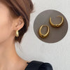 Chunky Oval Hoop Earrings in Gold-Tone or Silver-Tone - Image 3