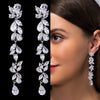 Zircons Marquise Cluster Flower Shape Cubic Zirconia Long Dangle Drop Earrings for Brides Wedding Party Jewelry - Image 1