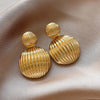 Vintage Metal Striped Round Heart Earrings for Women European American Retro Ball Drop Earrings Elegent Female Simple Jewelry - Image 10