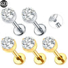 1/5PCS Titanium 16G CZ Threaded Labret 3mm/4mm Zircon Cartilage Tragus Helix Stud Earrings Piercing Flat Back Nose Stud Jewelry - Image 1