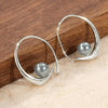 Minimalist Hoop Earrings with Grey Imitation Pearl Statement Circle Earrings for Women Daily Wear Modern Jewelry - Image 3
