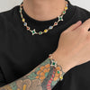 Boho Colorful Crystal Chain Necklace Bracelet for Men Creative Adjustable Link Couple Jewelry Set - Image 1