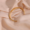Stainless Steel Gold Plated Jewelry Hammered Grain Texture Cuff Bangles Bracelets For Women - Image 6