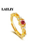 Silver Gold Adjustable Heart Shaped Ring with Diamonds and Rubies Ring for Women Jewelry - Image 5