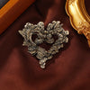 Pearl Accent Heart Brooch with Metal Floral Details - Image 8