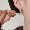 Maillard Drip Glaze Stud Earrings for Women Vintage Brown Resin Metal Irregular Geometric Earrings Jewelry Accessories - Image 2
