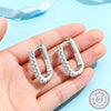 Noble Silver Hoop Earrings for Women Crystal Zirconia Earrings Party Wedding Versatile Jewelry - Image 1