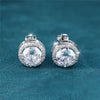 Classic Four Claw Round Stone Clip Earring Crystal White Zircon Earrings For Women Men Simple Silver Color Jewelry - Image 2