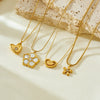 316L Stainless Steel Simple Versatile Zircon Geometry Flowers Bowknot Series Pendant Necklace Lady Classic Charm Jewelry - Image 2