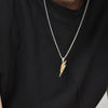 Stainless Steel Double Layer Lightning Necklaces with Box Chain,Hiphop Punk Two Tones Mens Pendant - Image 2