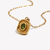 Oval Shape Green Zircon Necklace Stainless Steel Paperclip Chain Gold Plated Jewelry - Image 2