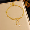 316L Stainless Steel White Rhinestone Flower Tassel DoubleLayer Anklet For Women Foot Chain Jewelry Holiday Gift - Image 6