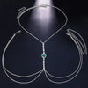 Sexy Green Crystal Chest Chain Harness Stainless Steel Belly Waist Chain Body Jewelry Necklace For Women Clothing Accessories