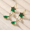 Court Style Geometry Synthetic Emerald Golden Drop Earrings for Women Vintage Banquet Occasion Jewelry Crafts - Image 3