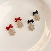 Crystal Metal Snowflake Dangle Earrings for Women Party Sweet Jewelry Cute Black Red Bow Drop Earrings Festival Gifts - Image 1