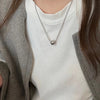 Stainless Steel Bead Ball Pendant Necklace Double Layer - Image 3