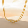 Stainless Steel Double Snake Chain Love Knot Bracelet with Adjustable Length - Image 12