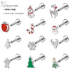 ZS 1PC 16G Stainless Steel Lip Piercings for Women Snowman Reindeer Pine Lip Rings Cartilage Earring 6mm/8mm Helix Piercing - Image 1