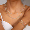Silver Starry Sky Jewelry Set For Women Sparkling Necklace Bracelet Set Party Jewelry Gift - Image 1