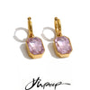 Stainless Steel Hoop Earrings Green Pink Blue K9 Crystal Rectangle Drop Aesthetic Golden Women Jewelry - Image 1