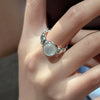 Silver Rings For Women Geometric Jewelry Finger Adjustable White Stone Ring For Party Birthday Gift - Image 2