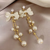 Elegant White Acrylic Bowknot Drop Earrings for Women Wedding Party Imitation Pearl Tassel Long Dangle Earrings Jewelry - Image 3