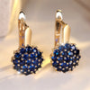 Cute Sunflower Blue Crystal Round Zircon Hoop Earrings For Women Rose Gold Silver Color Wedding Flower Jewelry Engagement Gift - Image 3