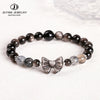 JD Stone Silver Color Shiny Obsidian Bow Strand Bracelet Women Sweet Bangles Yoga Couple Gift - Image 1