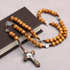 10MM Wood Beads Rosary Cross Necklace For Women Men Christian Virgin Mary Inri Pendant Chain Religion Jewelry - Image 4