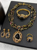 Vintage 4pcs Necklace Earring Ring Bracelet Crystal Stone Jewelry Sets for Women Amethyst Tigers Eye Statement Jewelrys - Image 13