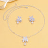Stonefans Women Elegant Imitation Pearl Necklace Earrings Zircon Geometry Necklaces Bride Wedding Party Jewelry Set Gift