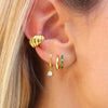 Four-Piece Stainless Steel Hoop Earring Set with Star and Leaf Motifs - Image 4
