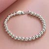 18-20CM Silver Bracelet 6MM Beads Women Wedding Party Gift Jewelry - Image 1