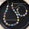 Korean Colorful Crystal Choker Necklace Bracelet for Women Sparkly Rhinestone Clavicle Chain Bracelet Jewelry Set - Image 2