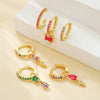 2PCS Stainless Steel Water Drop Hoop Earring For Women Gold Plated Cubic Zirconia Square Earring Piercing Jewelry - Image 2