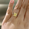Silver Square Yellow CZ Finger Ring for Women Elegant Wedding Band Accessories Gift Statement Jewelry - Image 6