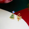 Asymmetric Christmas Tree Candy Cane Stud Earrings For Women Crystal Zircon Star Bowknot Xmas Earring Holiday Party Jewelry - Image 2