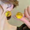 Pink Blue Oil-dropping Round Oval Stud Earrings Unique Design Bean Beads Ear Studs Earrings Temperament Ear Accessories - Image 16