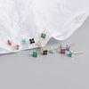 Silver Rainbow Tassel Four Petal Flower Drop Stud Earrings for Women Sweet Girl Ear Bone Jewelry Accessories - Image 6