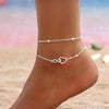 Simple Double Zircon Cross 8 Shape Word Anklet For Women Hollow Love Heart Thin Chain Anklets Beach Foot Minimalist Jewelry - Image 5
