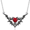 Gothic Punk Bat Wings and Heart-Shaped Resin Pendant Necklace Dark Fantasy Style Alloy Chain, Halloween Gift for Women, Casual Accessories - Image 4