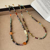 Light Colorful Stone Cubes Beads Strand Beaded Necklace for Women Gold Plated Copper Chain Chokers - Image 1